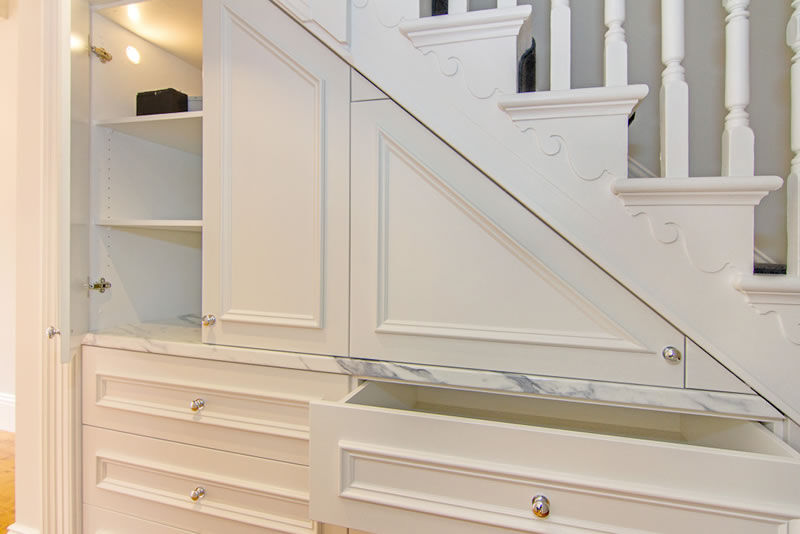 Smart storage under staircase