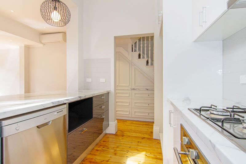 Kitchen with stainless steel appliances