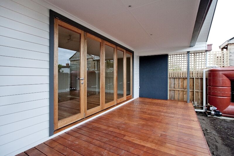 Outdoor Living with Deck under a veranda